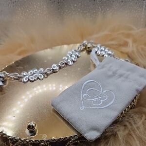 Brighton Elegant Silver  And Gold Flowered Braclet With Bag